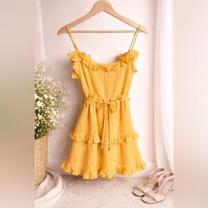 Hello Molly Yellow Ruffle Mini Sun Dress